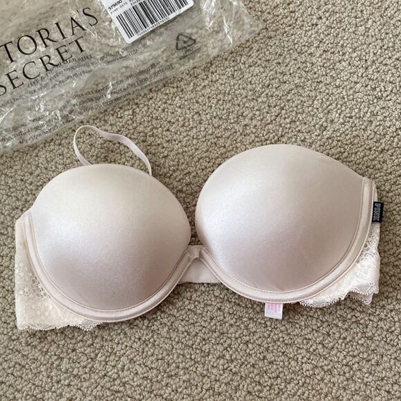 NEW Victoria’s Secret PINK Date Plunge Push Up Multi-Way Bra White Lace 32C NWT - Picture 9 of 11